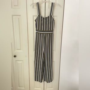Express Black Green White Striped Jumpsuit